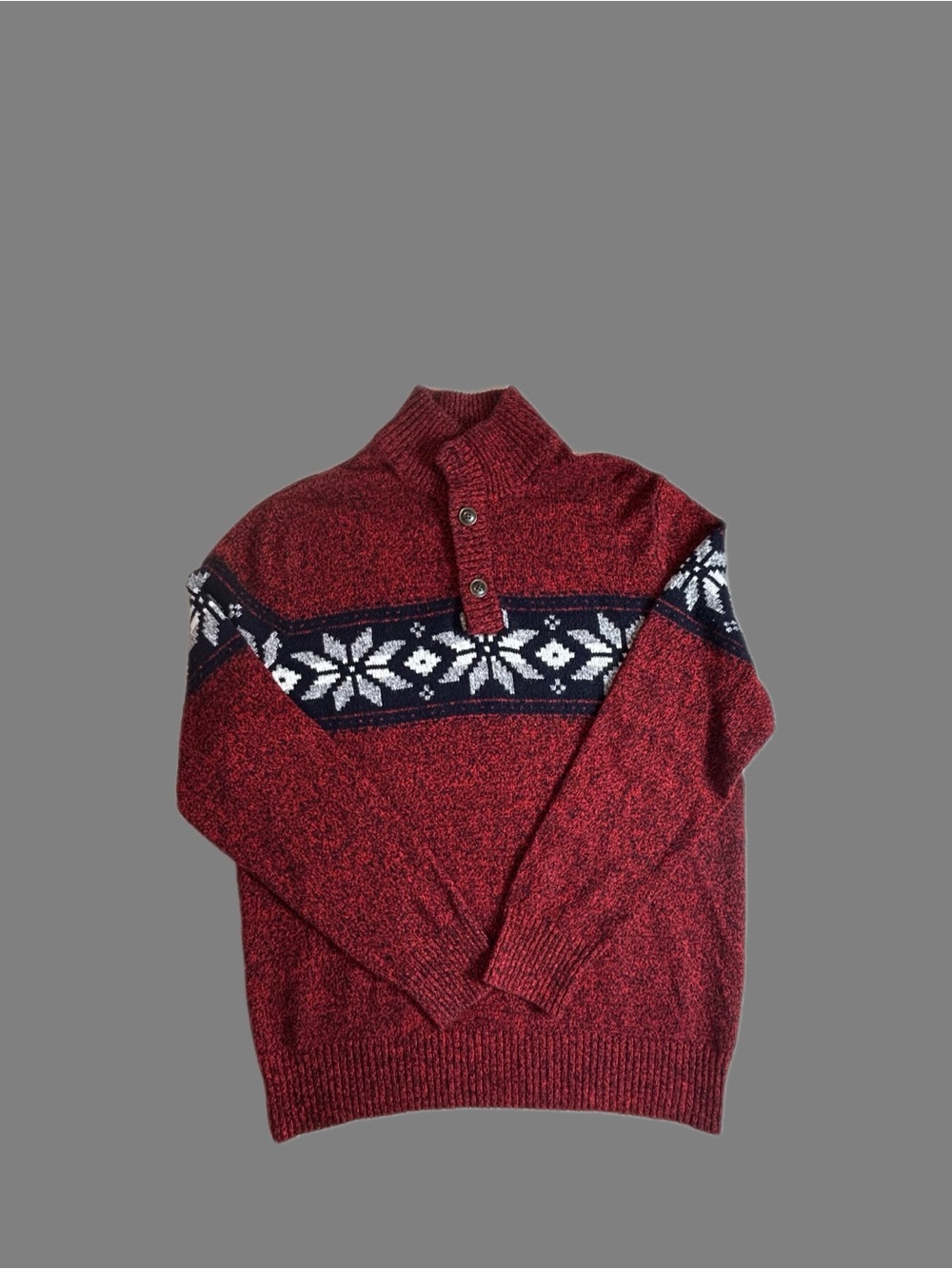 Men's Red American Eagle Button-Neck Sweater